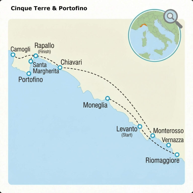 Cinque Terre & Portofino off-the-beaten-path tour map