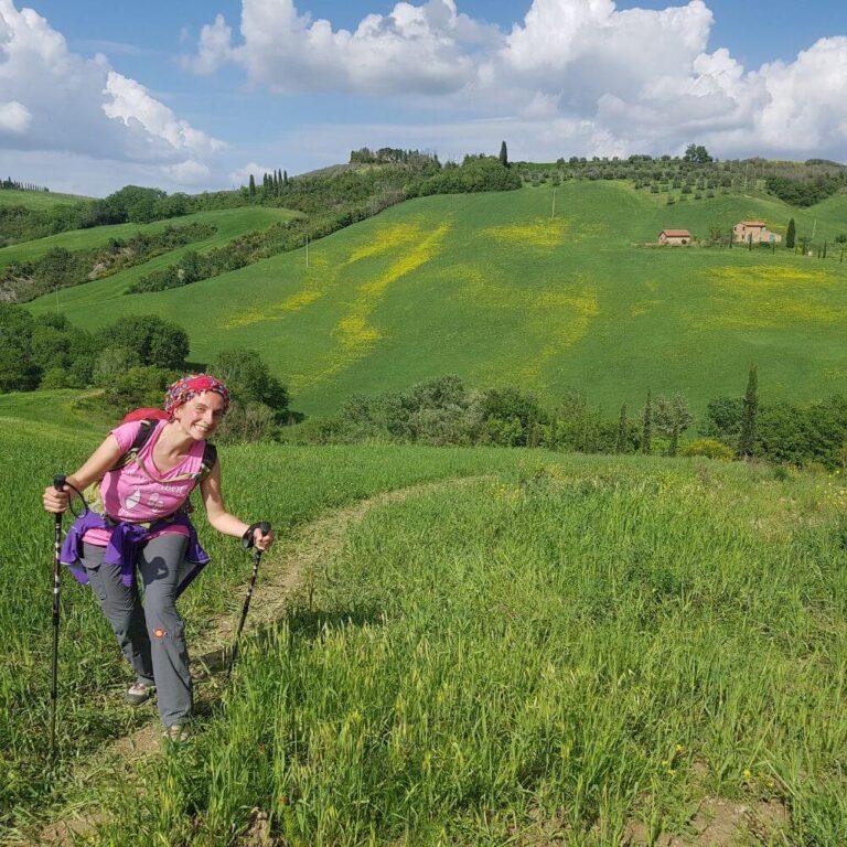 Walk About Italy guide hiking in the Tuscan countryside, Val d’Orcia